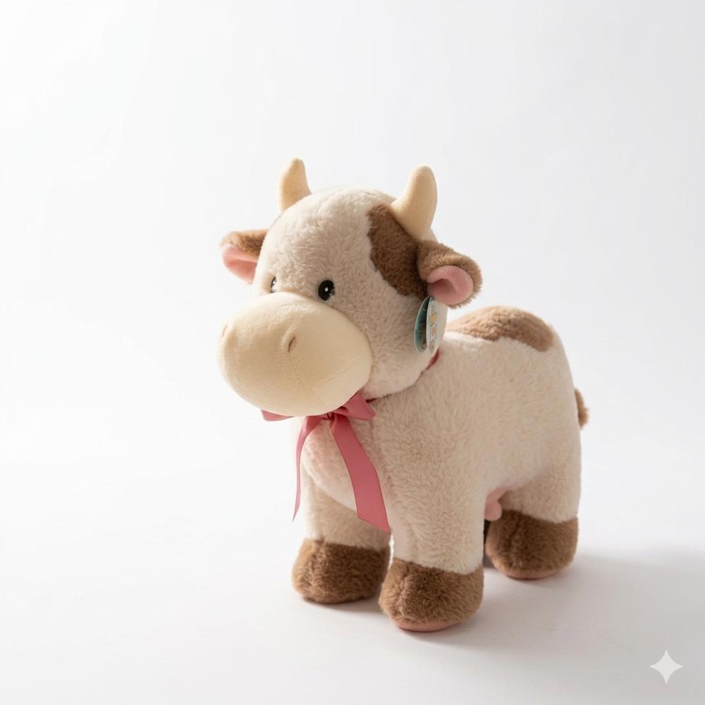 Vaca De Peluche Suave Con Moño Regalo Ideal Grande img #1