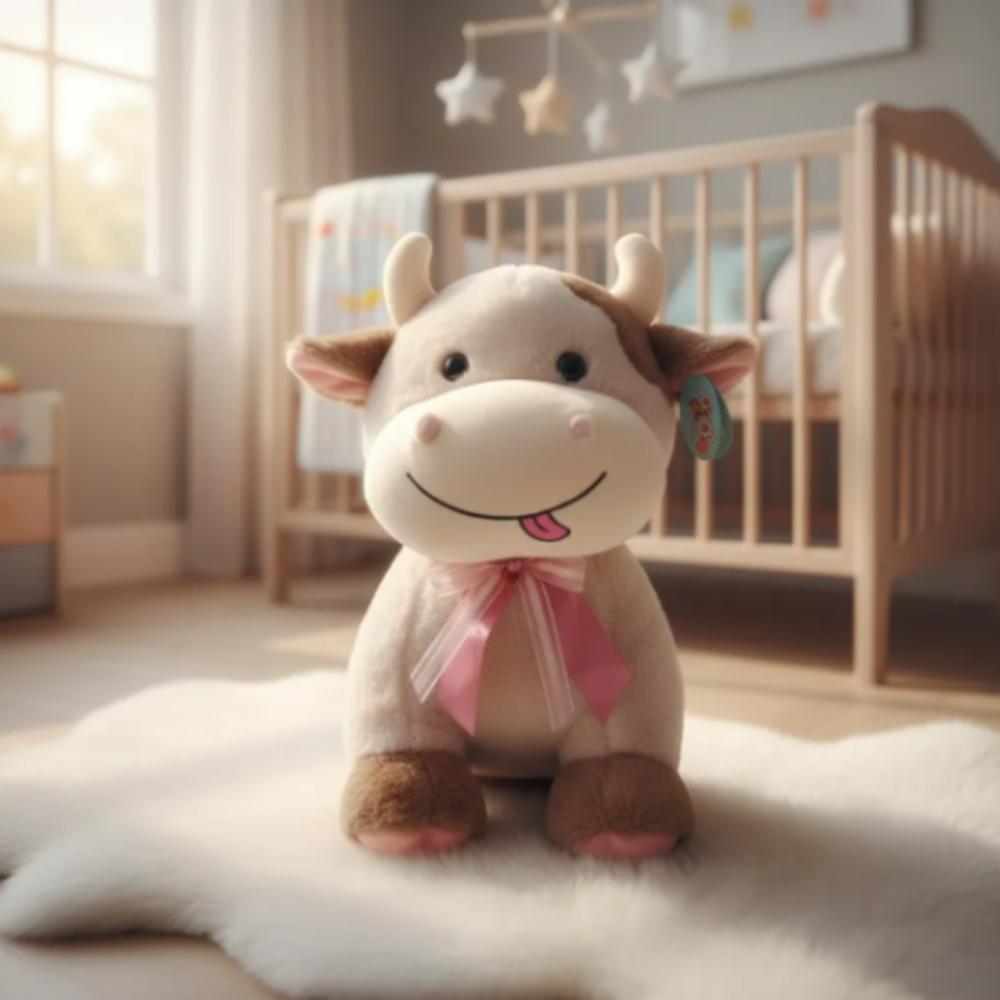 Vaca De Peluche Suave Con Moño Regalo Ideal Grande img #2