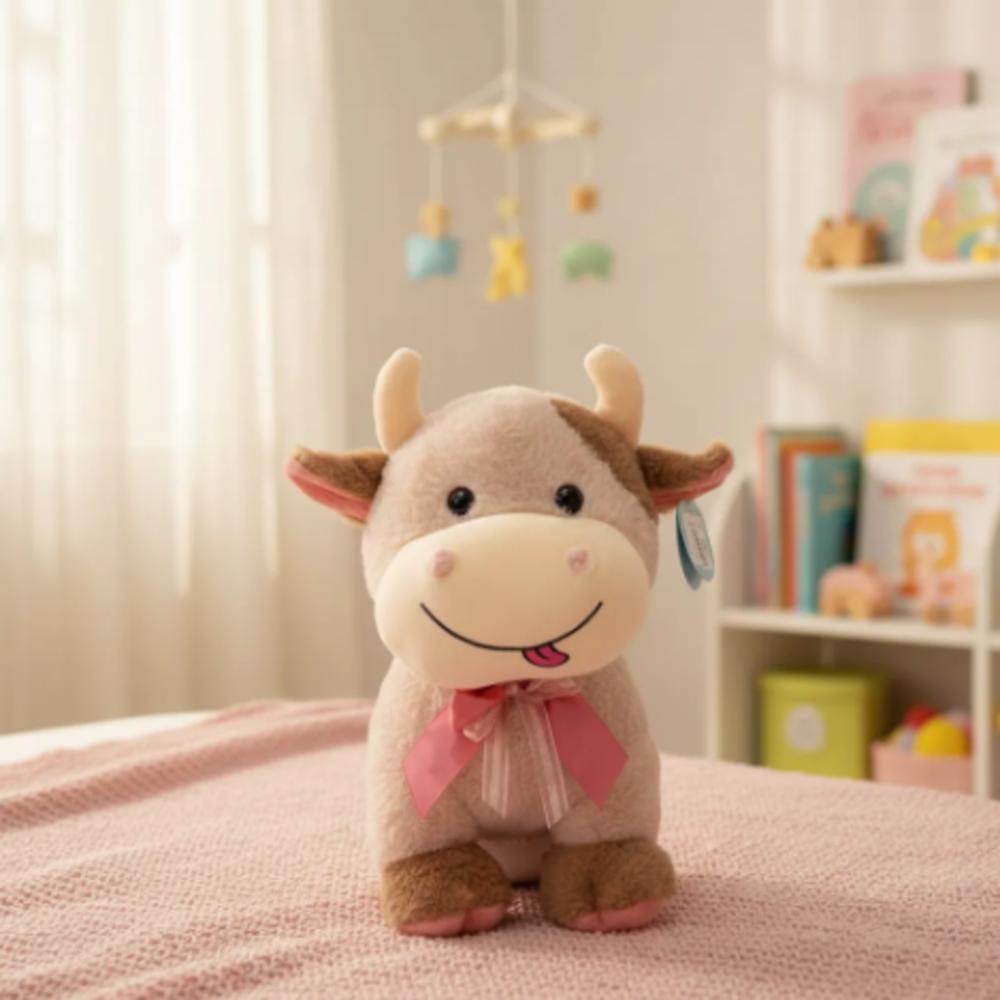 Vaca De Peluche Suave Con Moño Regalo Ideal Grande img #5