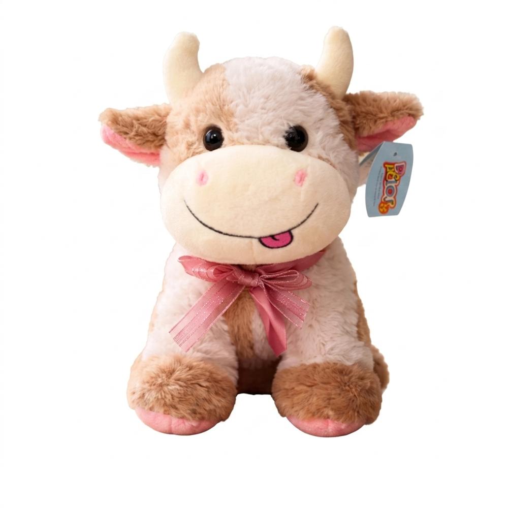 Vaca De Peluche Suave Con Moño Regalo Ideal Pequeña img #1