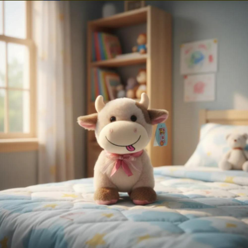 Vaca De Peluche Suave Con Moño Regalo Ideal Pequeña img #5