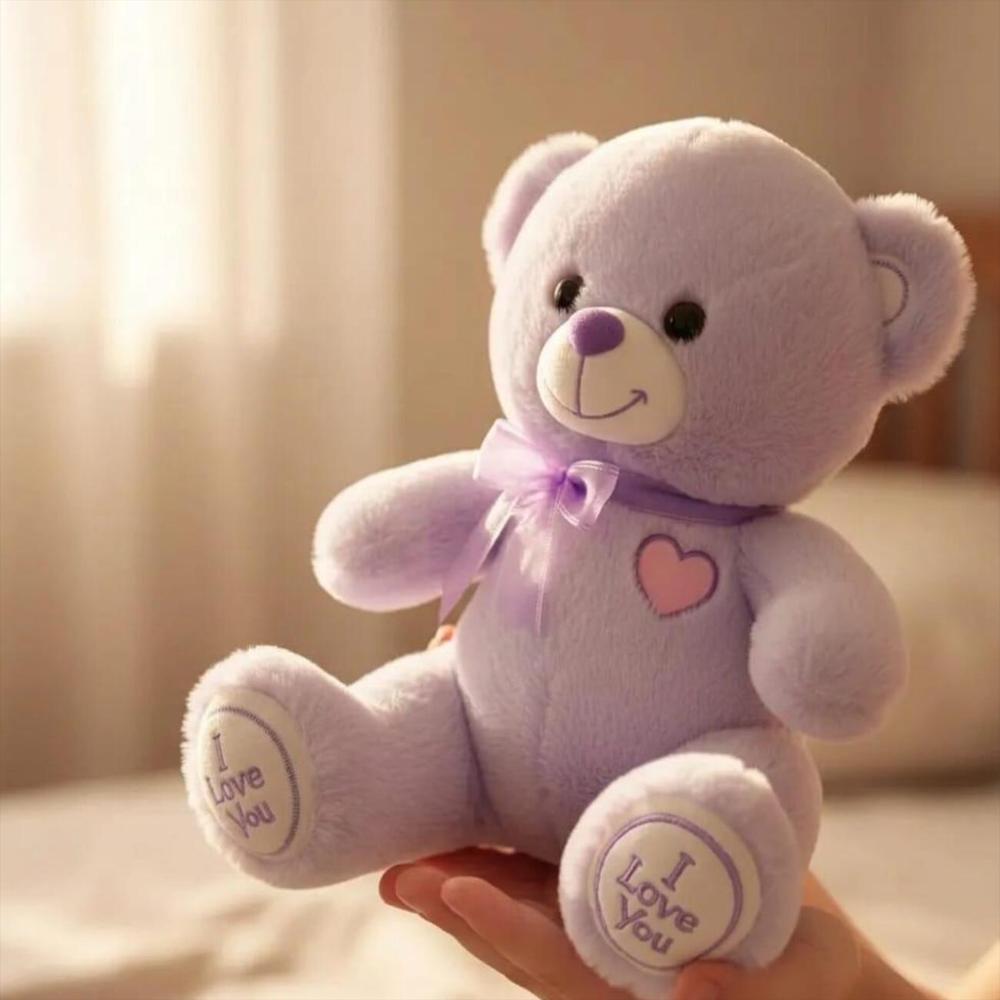 Oso De Peluche Con Corazón I Love You Morado img #2