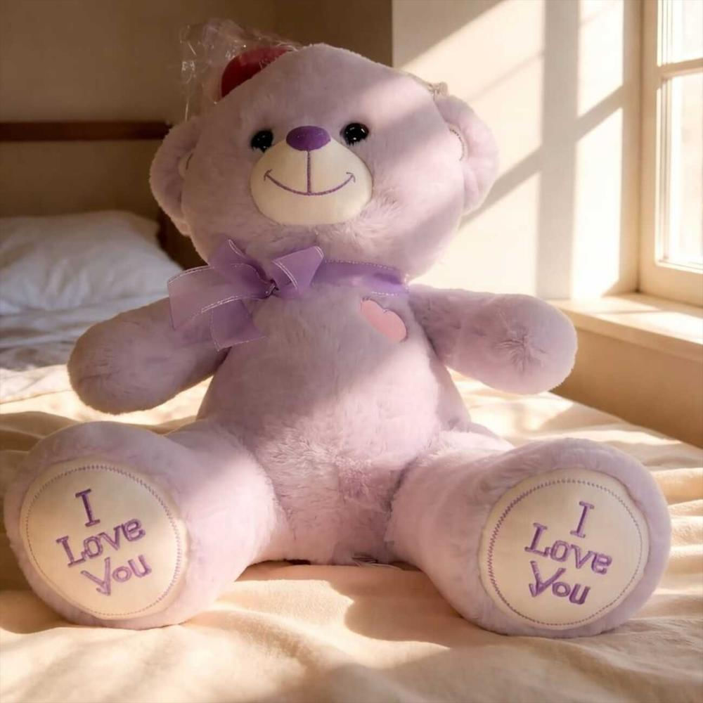 Oso De Peluche Con Corazón I Love You Morado img #3