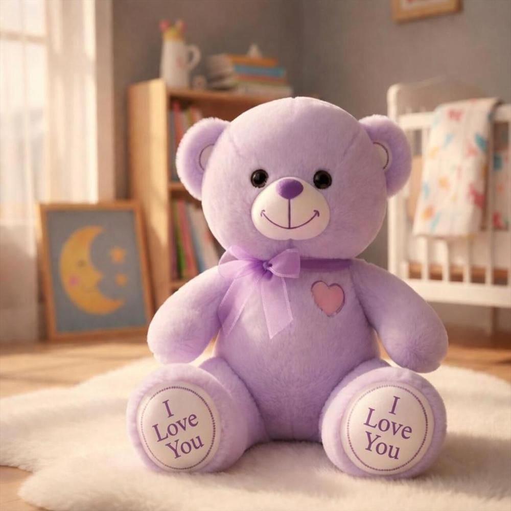Oso De Peluche Con Corazón I Love You Morado img #4