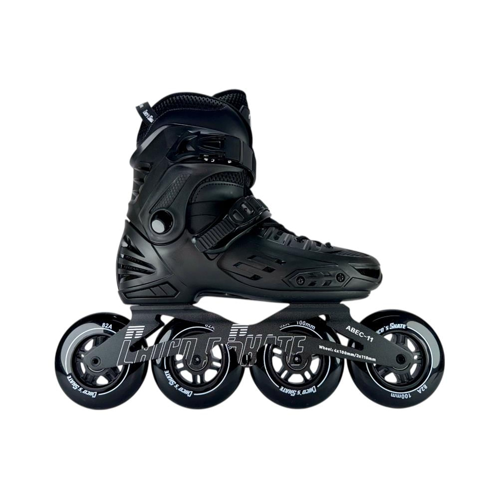 Patines En Linea Semiprofesionales Roller Skate Monoblock Con Protecciones Negro M 32 Ajustables A 35 img #3