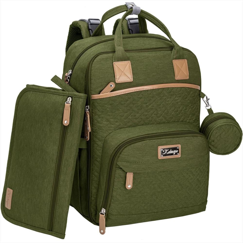 Pañalera Tipo Maleta Kabaqoo Grande Con Bolsillo Aislado Verde img #1