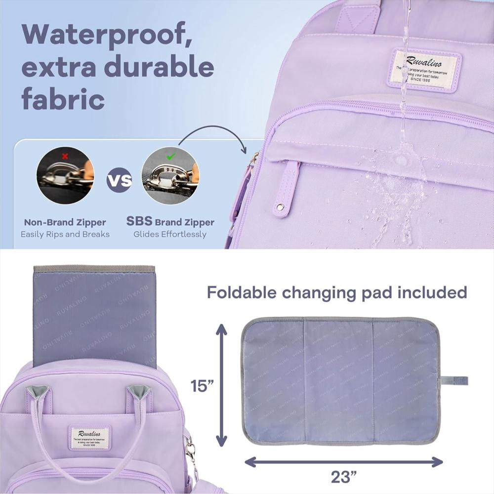 Pañalera Tipo Maleta Ruvalino Impermeable Multifuncional Taro Purple img #3