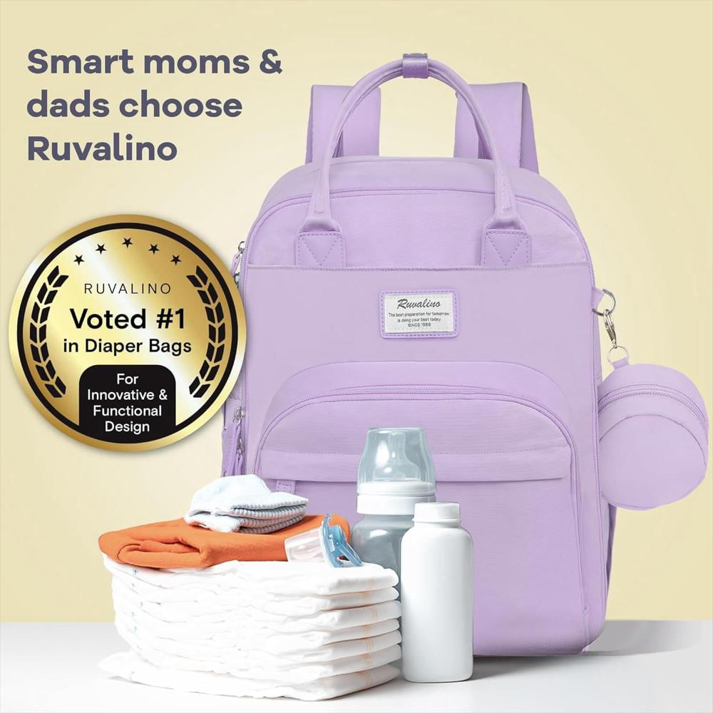 Pañalera Tipo Maleta Ruvalino Impermeable Multifuncional Taro Purple img #5