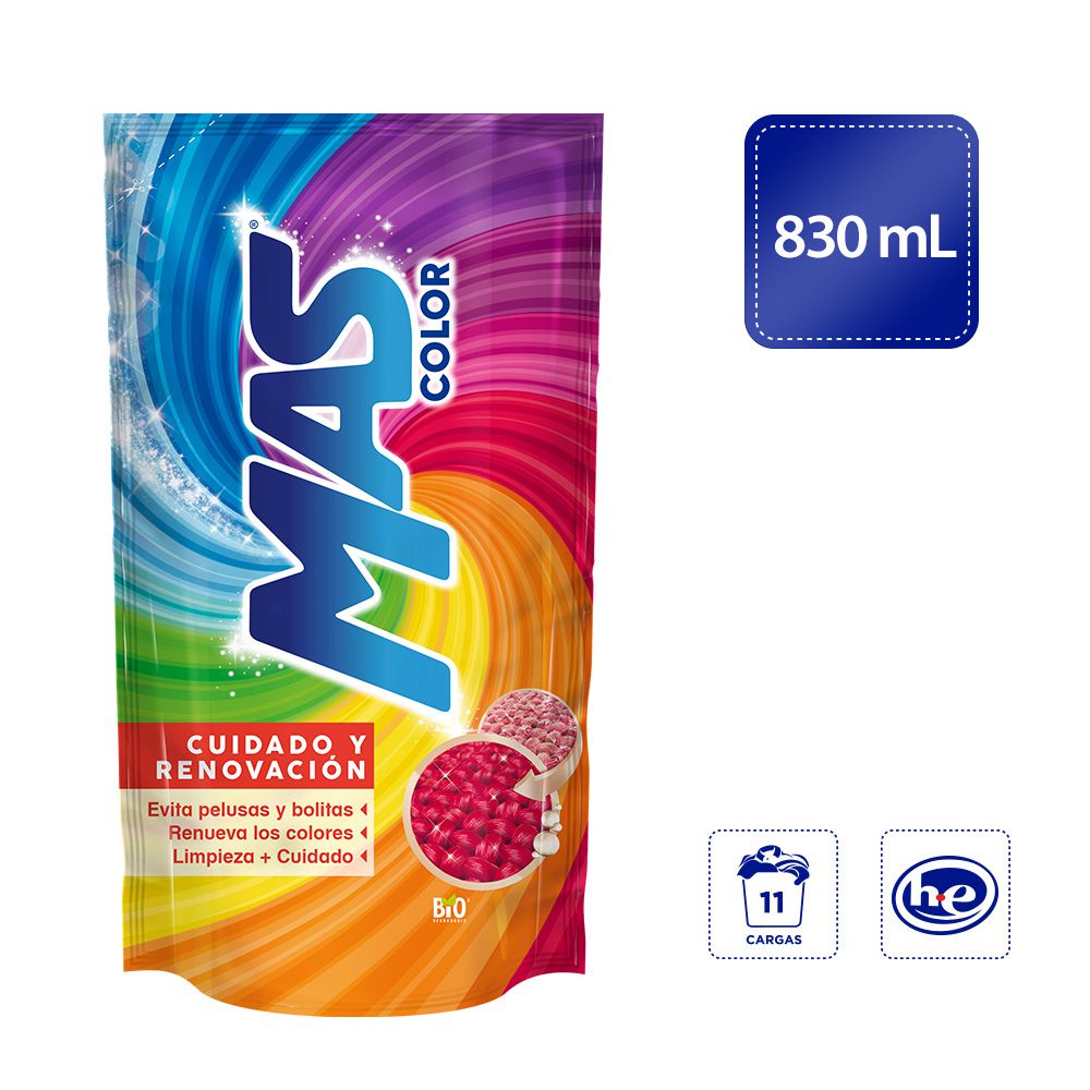 Detergente MAS líquido ropa color (830 ml)