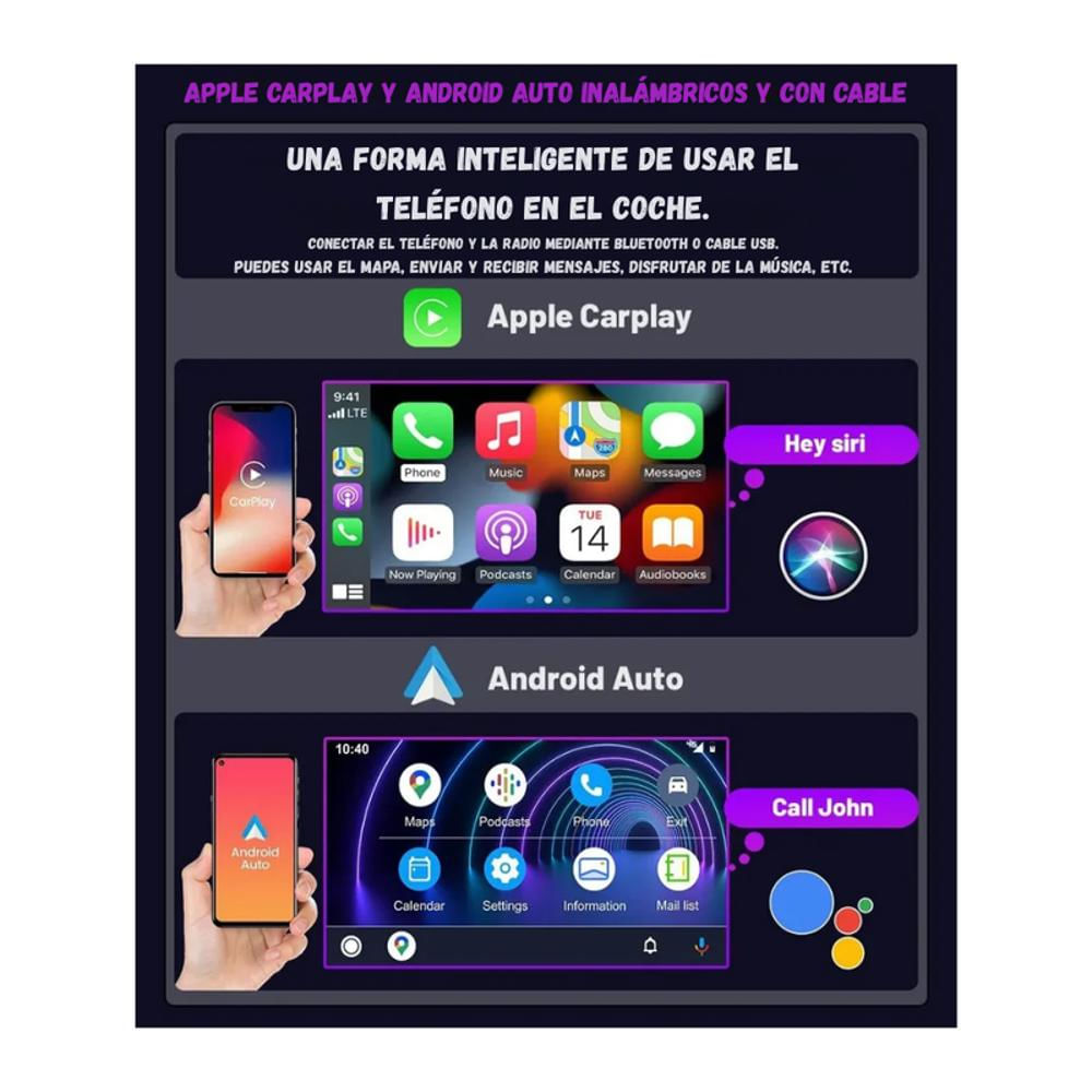 Pantalla Carplay Android Auto 10'' Kit Gps Cámara Reversa img #4