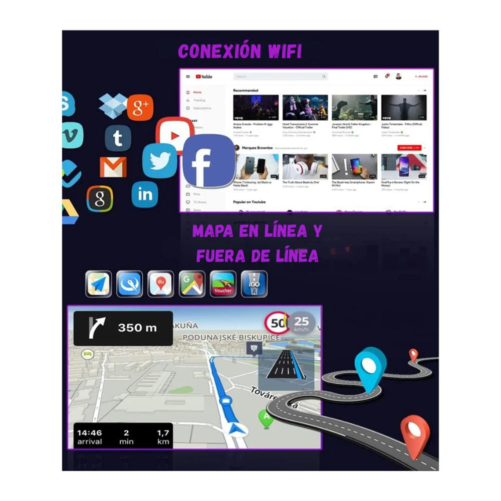 Pantalla Carplay Android Auto 10'' Kit Gps Cámara Reversa img #5