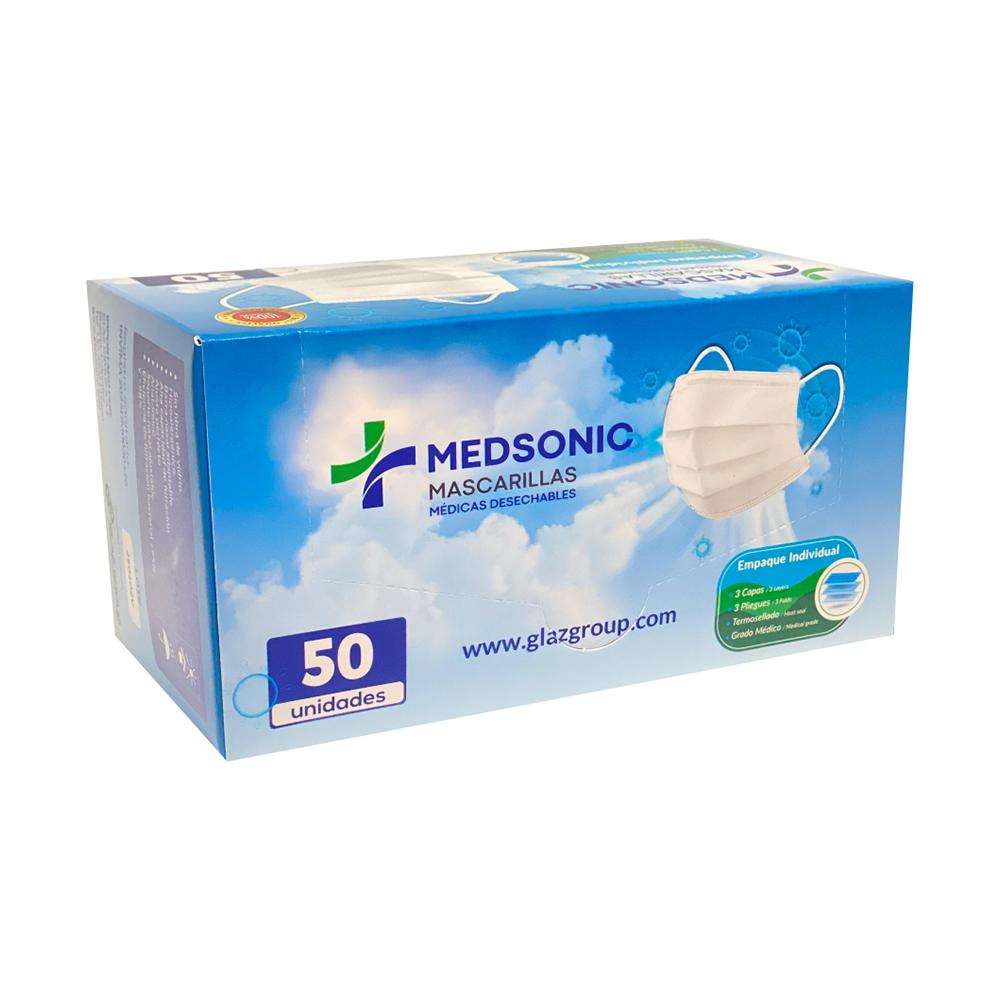 Tapabocas Desechable Blanco 3 Capas Alta Protección Pack X50 img #1