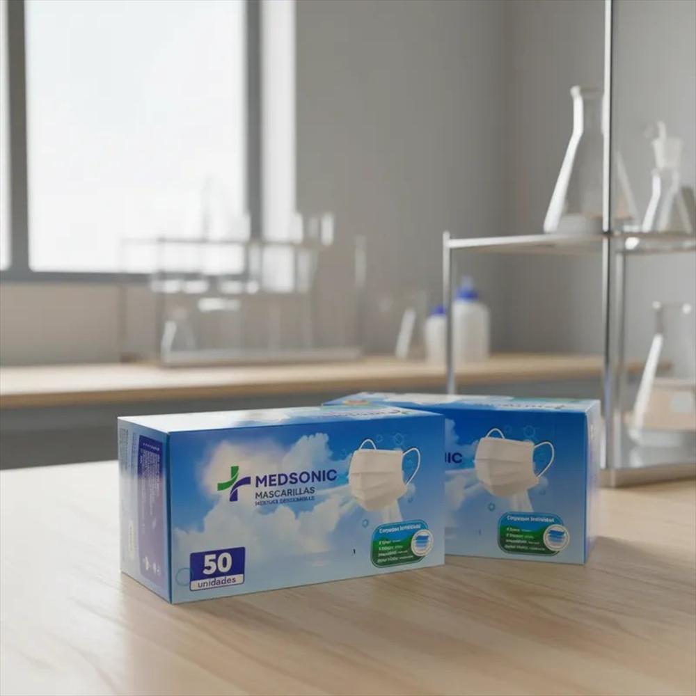 Tapabocas Desechable Blanco 3 Capas Alta Protección Pack X50 img #2