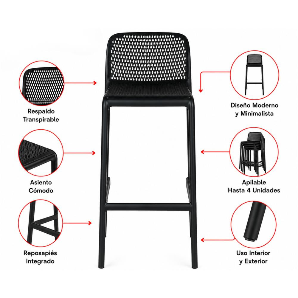 Silla Barra Fredonia Gris Alta img #2