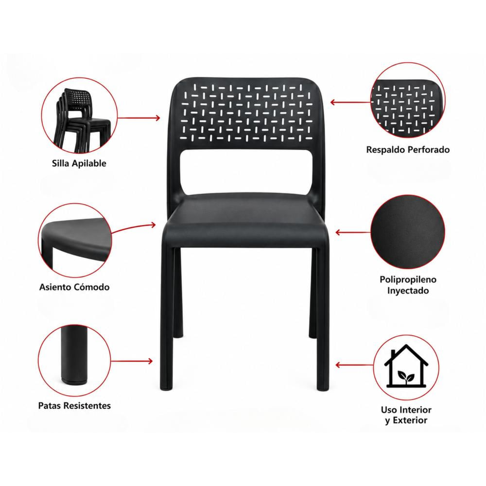 Silla Plastica Yarumal Rojo img #2
