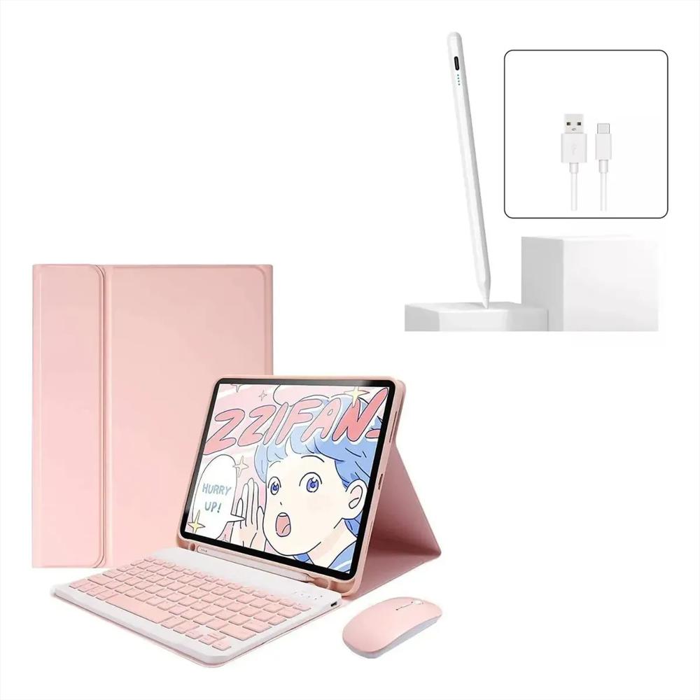 Estuche Teclado Para Tablet Rosa+Mouse+Lapiz img #1