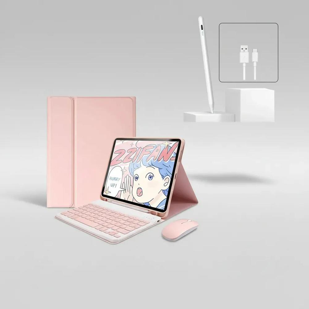 Estuche Teclado Para Tablet Rosa+Mouse+Lapiz img #3