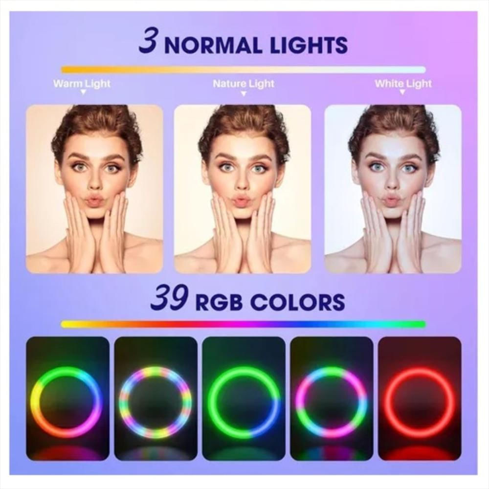Aro De Luz Led Rgb De 26 Cm Con Trípode 2 Metros img #5