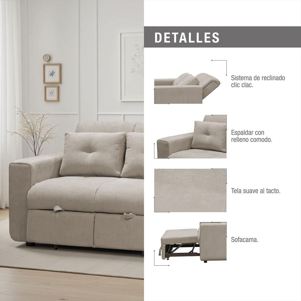 Sofa Cama Bourbon 1.10 Tela Premium Camel img #5