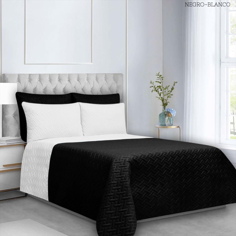 Colcha Cama Queen Blanco Y Negro img #1