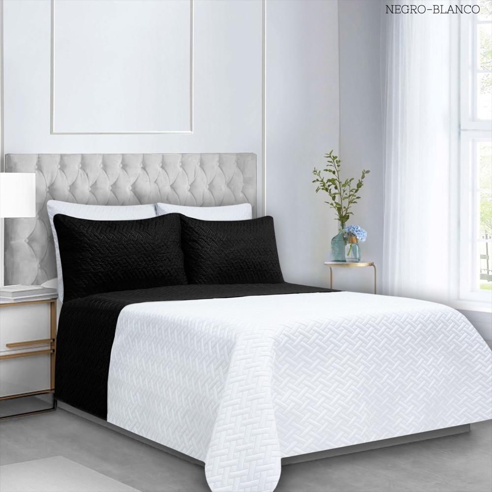 Colcha Cama Queen Blanco Y Negro img #2