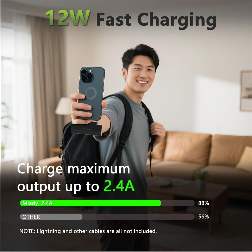 Pack De 2 Power Bank Miady Mini 5000Mah Con Conector Usb C Integrado img #4