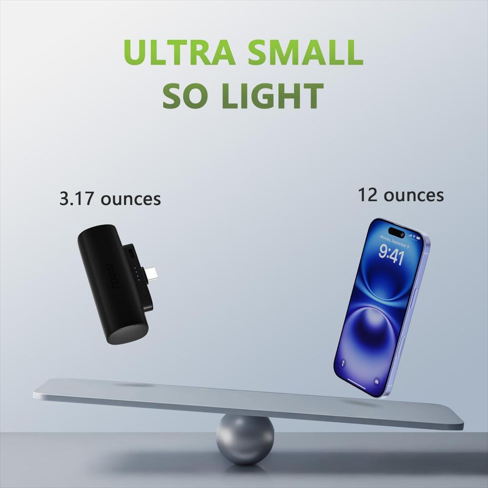 Pack De 2 Power Bank Miady Mini 5000Mah Con Conector Usb C Integrado img #5