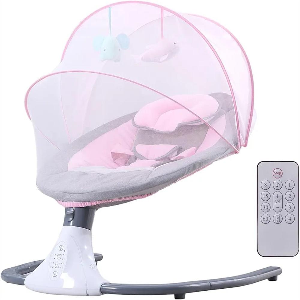 Silla Mecedora Para Bebe Con Bluetooth Con Control Color Rosa img #1