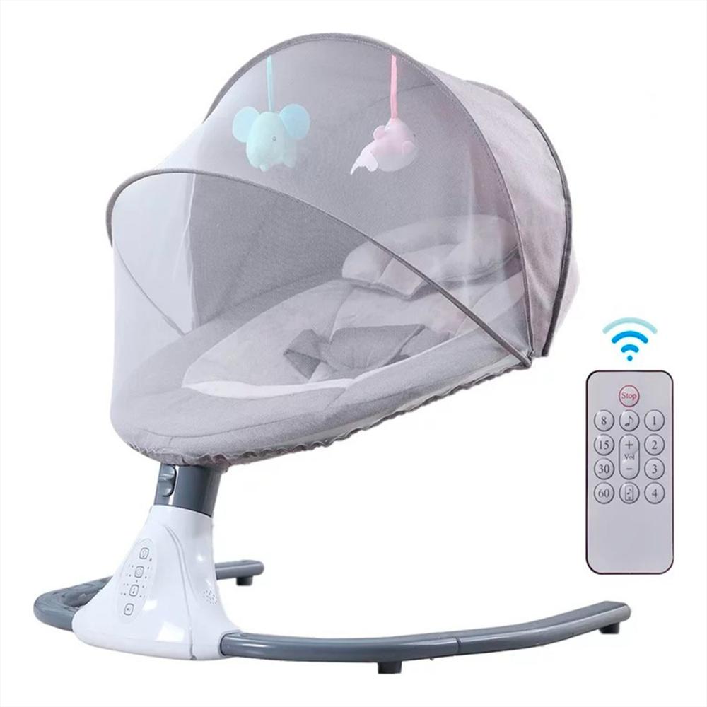 Silla Mecedora Para Bebe Con Bluethooth Y Contol Version 2.0 Gris img #1
