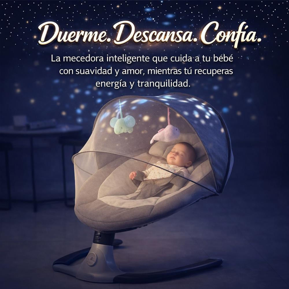 Silla Mecedora Para Bebe Con Bluethooth Y Contol Version 2.0 Gris img #3