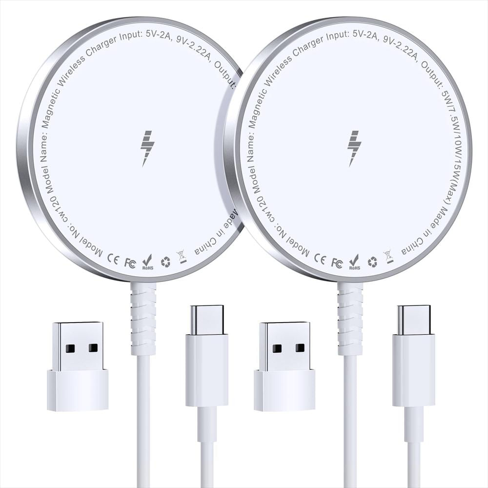 Pack De 2 Cargadores Inalámbricos Magnéticos Magsafe Blanco img #1