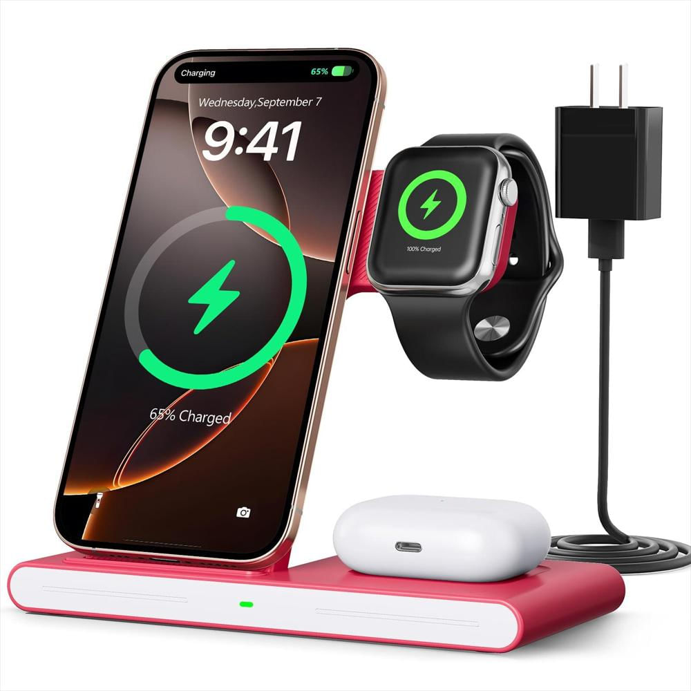Base De Carga Inalámbrica Apple Y Android 3 En 1 Para Iphone Watch img #1