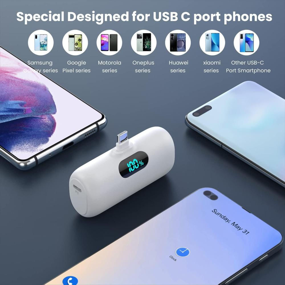 Pack De 2 Power Bank Mini 5000Mah Pd Usb C Para Iphone Y Android img #3