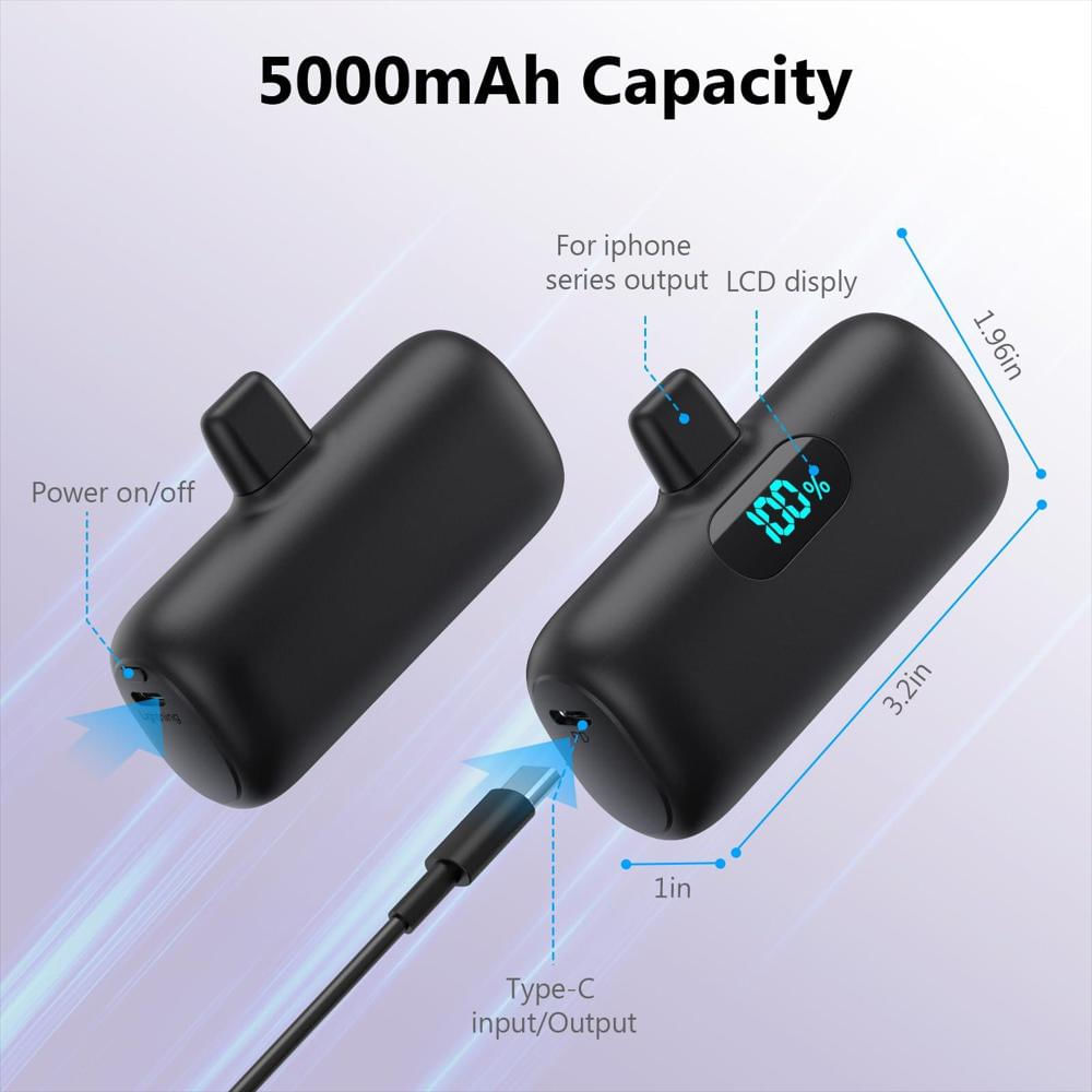 Pack De 2 Mini Power Bank 5000Mah Pd Con Pantalla Lcd img #4