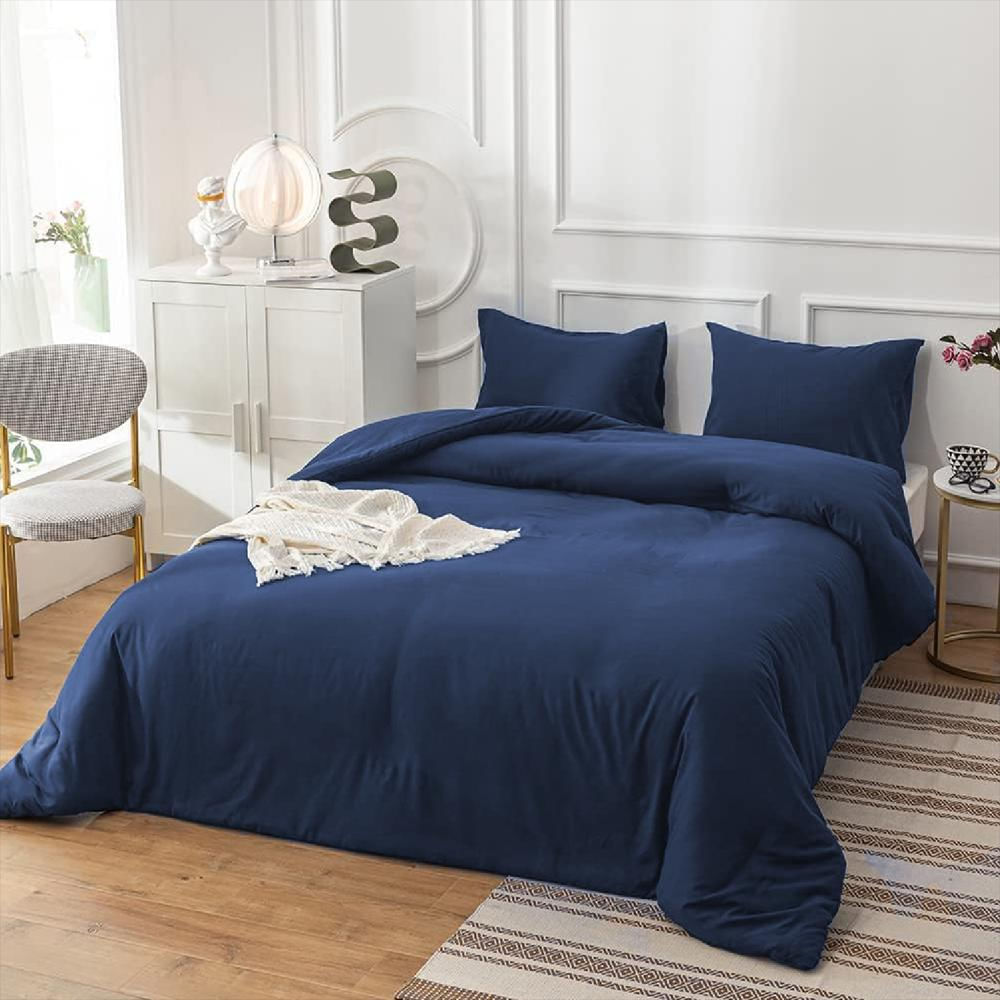 Duvet Unicolor 100% Algodón | Cotton | Azul Oscuro Doble img #2