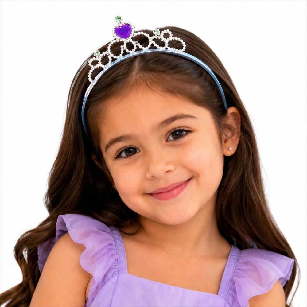 Diadema Tiara De Princesa Infantil Con Corazón Morad img #1