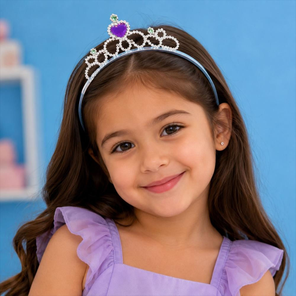 Diadema Tiara De Princesa Infantil Con Corazón Morad img #3