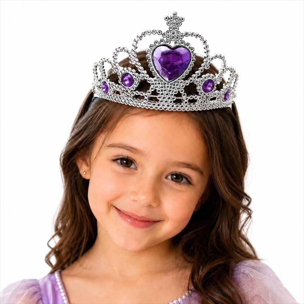 Corona De Princesa Plateada Con Gemas Moradas img #1