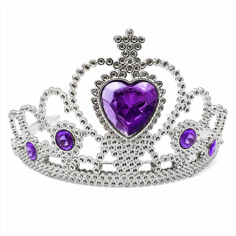 Corona De Princesa Plateada Con Gemas Moradas img #2