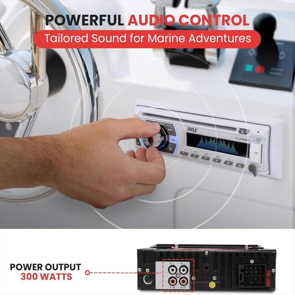 Receptor Estéreo Marino Pyle Bluetooth Manos Libres Single Din img #2