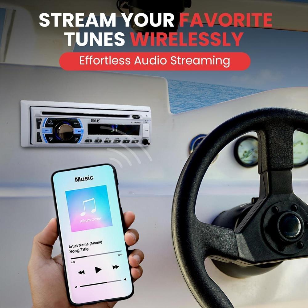 Receptor Estéreo Marino Pyle Bluetooth Manos Libres Single Din img #3
