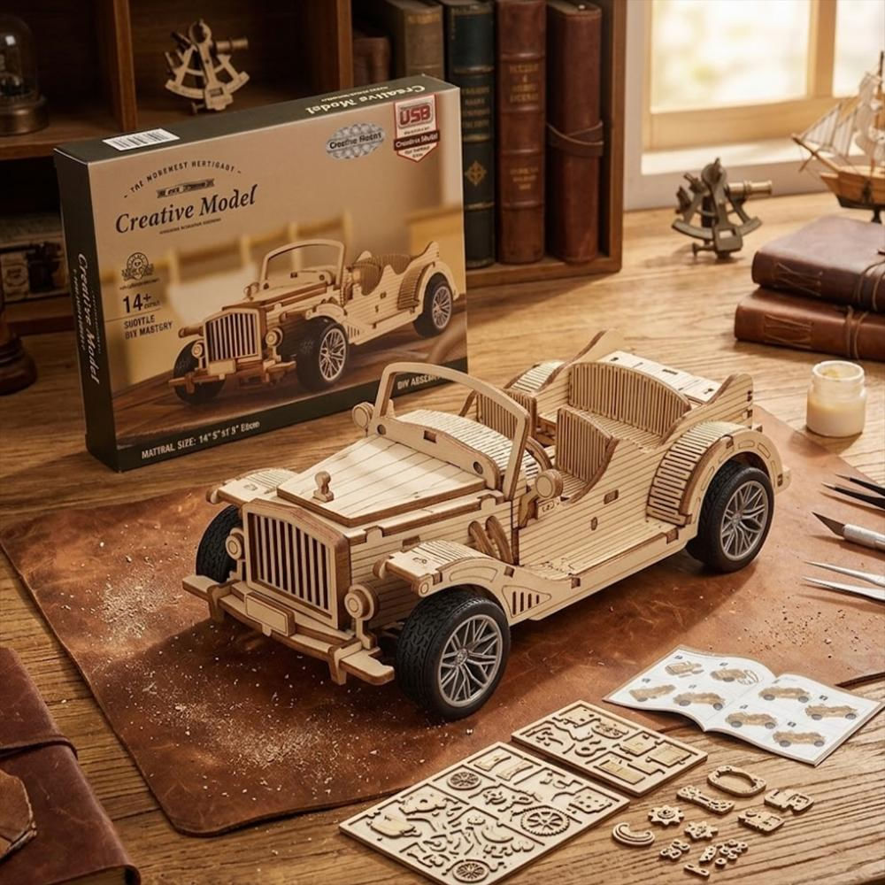 Rompecabezas Auto Clásico 3D En Madera Para Armar Creativo img #2