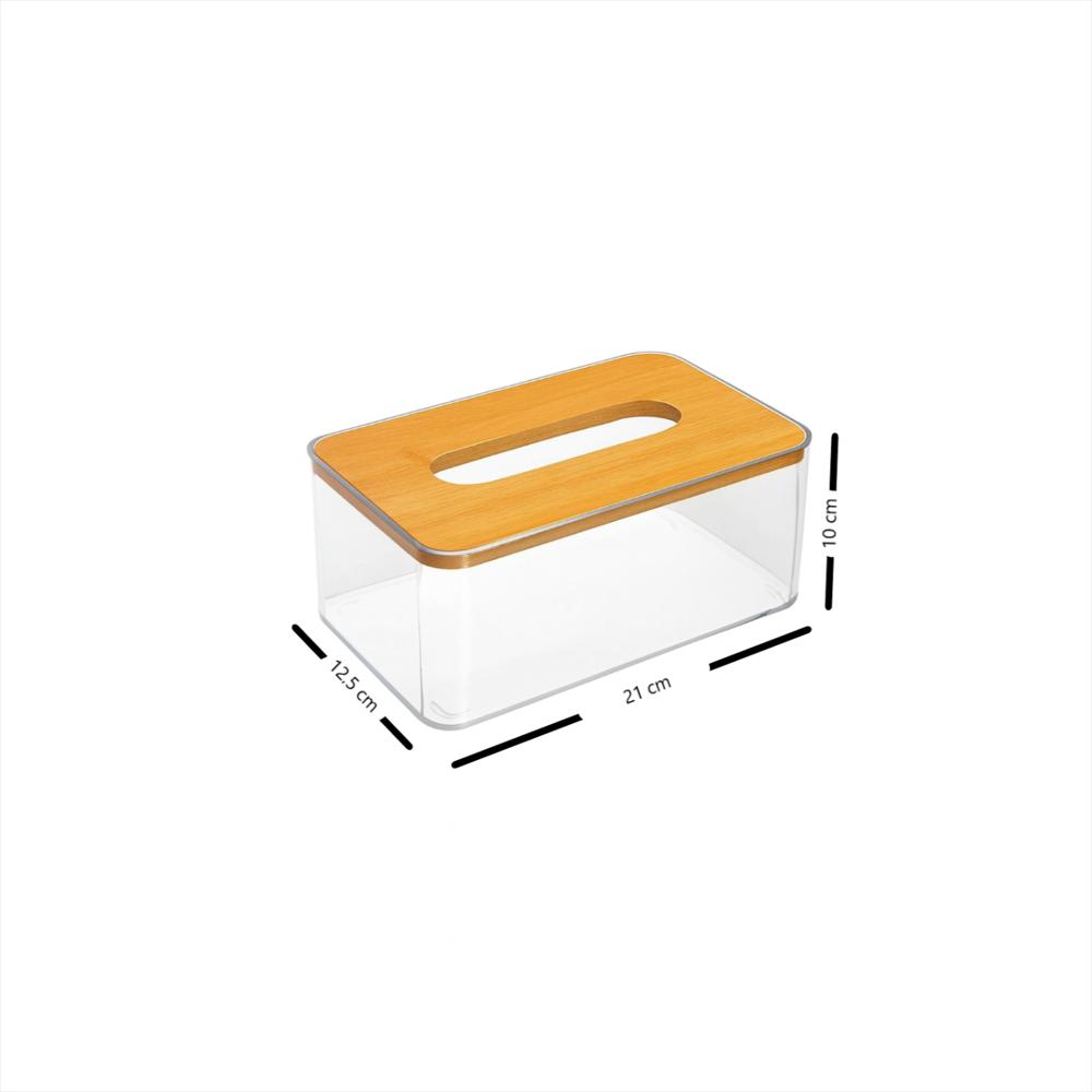 Servilletero Acrílico Transparente Con Tapa De Madera img #3