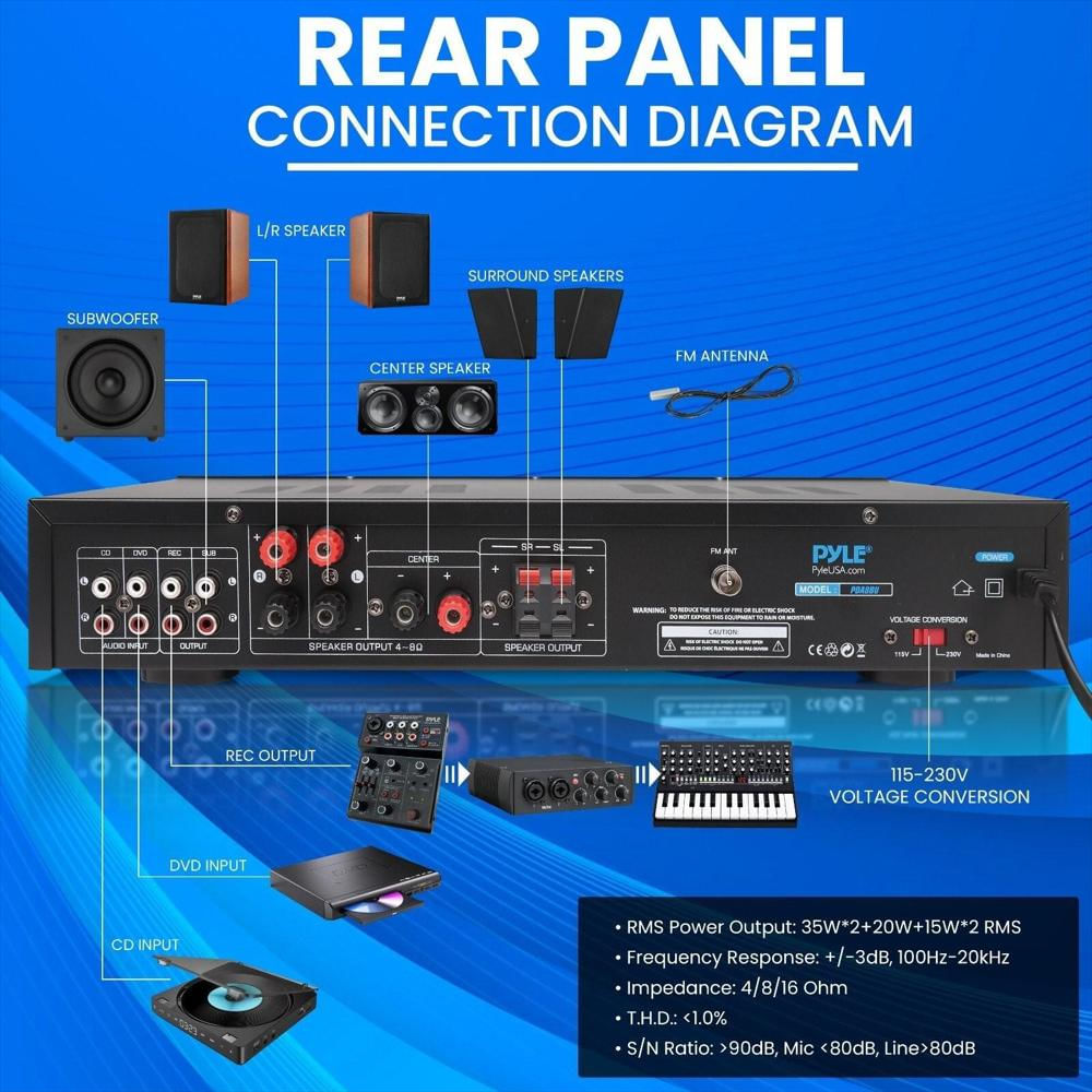 Amplificador De Audio Pyle 5 Canales Bluetooth img #5