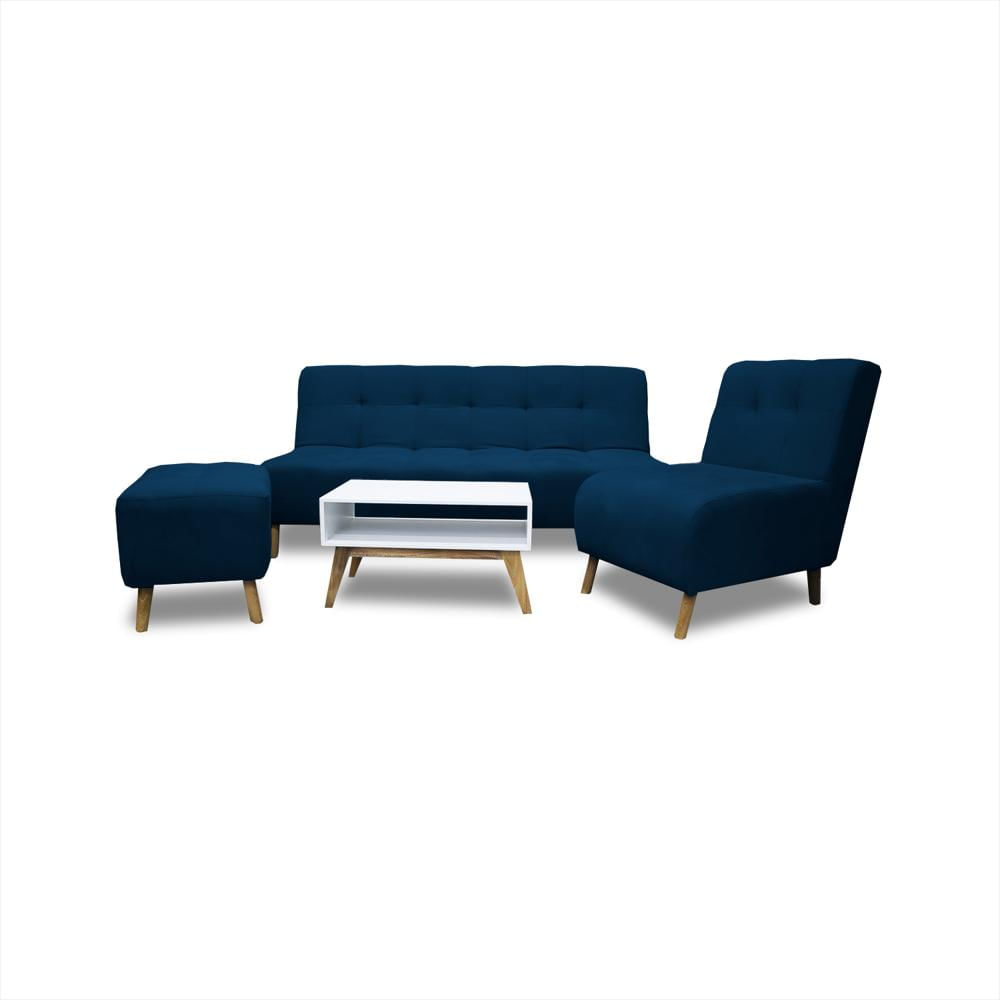 Sala Milan Azul + Mesa De Centro