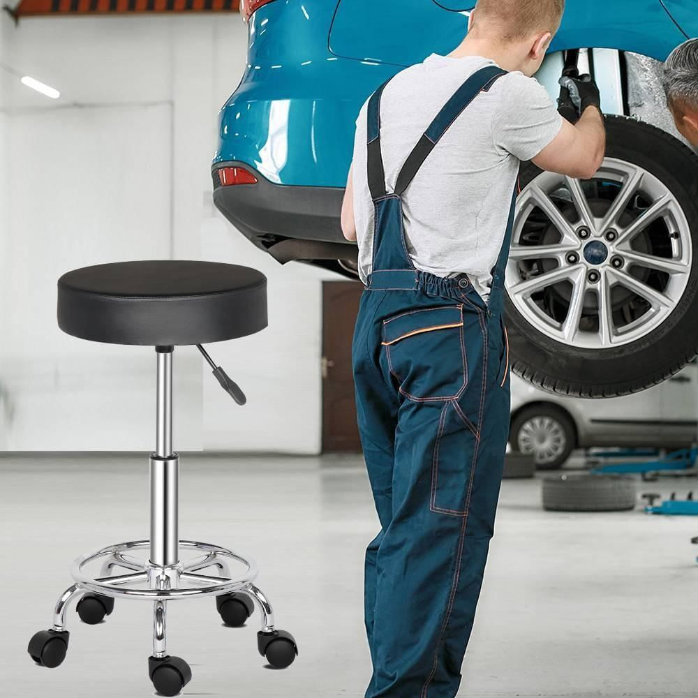 Taburete Giratorio Ajustable Con Ruedas Para Taller Negro img #2