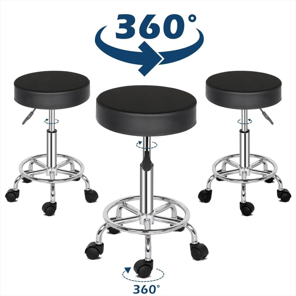 Taburete Giratorio Ajustable Con Ruedas Para Taller Negro img #3