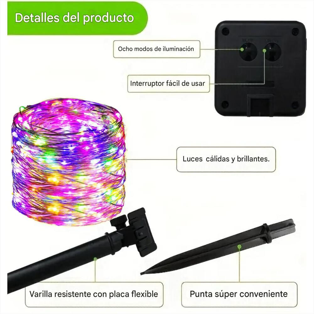Luces Navideñas Multicolor Con Panel Solar 21 Metros img #2