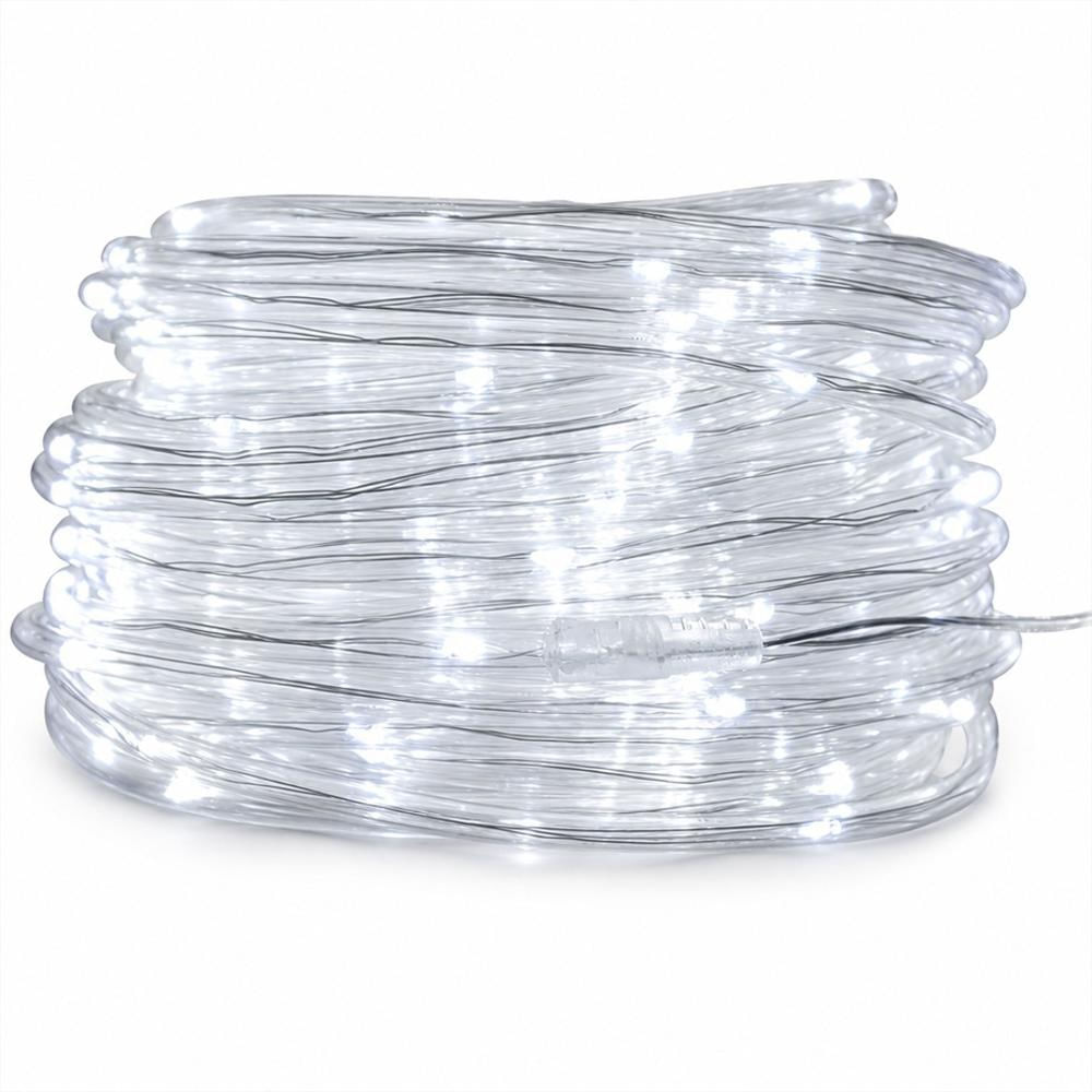 Luces Navideñas Con Panel Solar 100 Led Blanco 12 Metros img #1