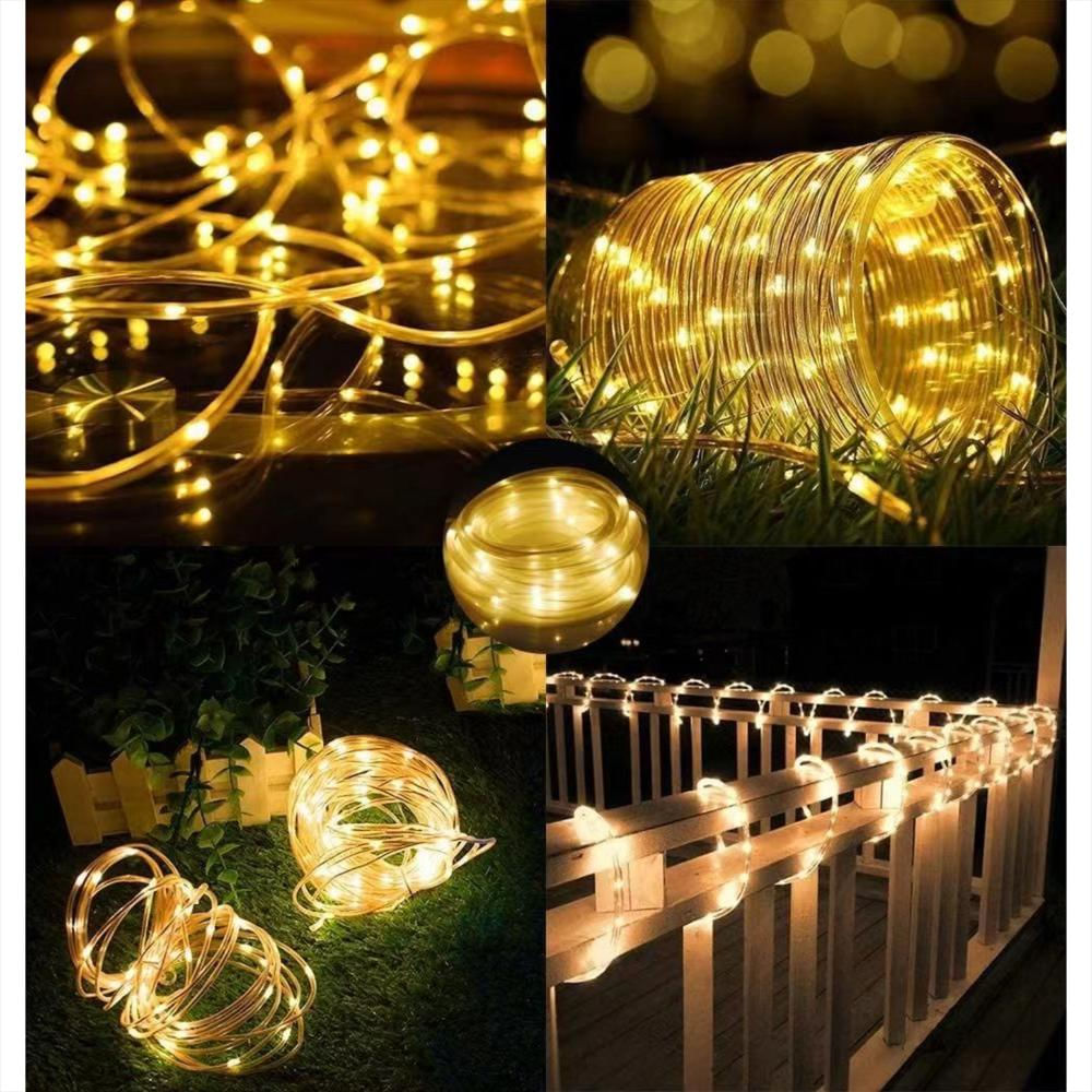 Luces Navideñas Con Panel Solar 100 Led Blanco 12 Metros img #2